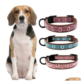 Dog Collars Leashes 애완 동물 복고풍 가죽 칼라 D 모양의 반지 가죽 끈 조정 가능한 목 스트랩 워킹 패션 액세서리 1 드롭 DHS02