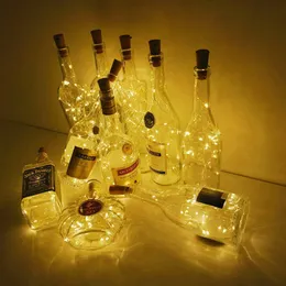 أضواء زجاجة النبيذ مصابيح Cork 20 LED مضاد للماء تعمل Cork Lights Silver Wire Mini Fairy Lights Liquor Bottles DIY Party Bar Arialds Oemled Oemled