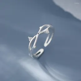 Cluster-Ringe, schlichtes Kreuz, schmales Band, Zweige, Zeigefinger, verstellbarer Ring für Frauen, Linie, Mini-zierlicher Schmuck, Geschenk, Bague Bijouterie