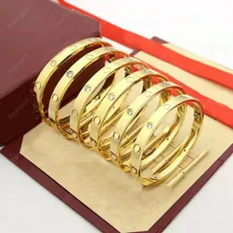 Love Bracelet Designer Bangle Women Men Bangles de titanio Gold Silver Rose Puffelets Joyería de lujo 17 cm 20cm 21 cm