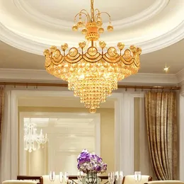 Chandeliers Modern Gold Crystal Chandelier Lights Fixture LED Light European Classic Restaurant Living Dining Room Lampa