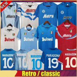 Maradona 1986 1987 1988 1999 fotboll Napoli Retro fotbollströjor 87 88 89 91 93 klassisk blå hemma borta röd thai kvalitetsfotboll för män Coppa Naples Fotbollströjor