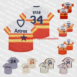 قمصان البيسبول المخصصة Vintage Nolan Ryan 1969 1971 1980 Home Away Rainbow Gray Cream Pullover Button Sitched