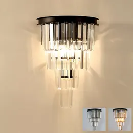 110V 220V Villa Lamp Lamp Loft Black Wall Light RH American Glass Crystal LED Silver Modern Retro
