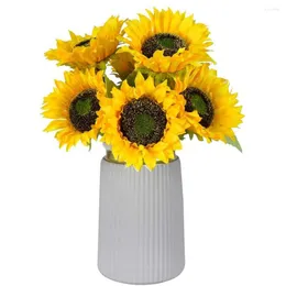 Dekorativa blommor 5 Pack Artificial Sunflowers 20 '' Long STEM Fake Sunflower For Flower Arrangement Wedding Bouquet Table