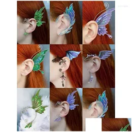 Clip-On Screw Back Backs Earrings Butterfly Dragon Fish Animal Lady Ear Clip Sleeve Pendant Without Perforation Fairy Cosplay Jewelr Dhxkl