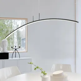 Pendant Lamps Modern Line LED Lights White Black Lamp Suspension Luminaire Living Room Decoration Cord Hanging