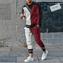 Mens Tracksuits Fashion Long Sleeved T ShirtTrousers Casual Tracksuit 2 Piece Suit 3D Printed Male Sportswear Streetwear Men Clothes Set 230213