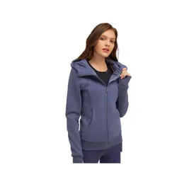 Yoga Outfits Lu028 Thickened Warm Hooded Womens Jacket Sports Zipper Hoodies Thumb Hole Fitness Coat Drop Delivery Outdoors Athletic Dhgyu