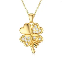 Correntes YFN 14K Gold Soll Gold Colar Luck para mulheres Colares de coração fofos Lucky Dainty Fine Jewelry