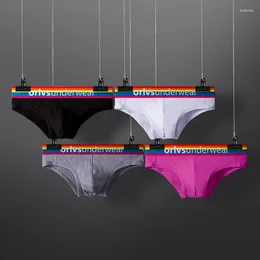 Underpants Men Underwear Briefs Cotton Comfortable Rainbow Belt Sexy Gay Bikini Cueca Tanga Hombre Soft High Quality