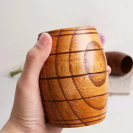 Mugs Natural Wood Cup Wooden Classical Handcrafted Durable Jujube Big Belly Beer Coffee Tea Milk Juice Tumbler Bar Eco-Friendly