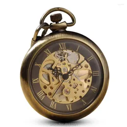 Kieszonkowe zegarki gładkie przez mężczyzn przezroczyste łańcuchy zegarkowe steampunk ręcznie wygrywający szkielet mechaniczny dla mężczyzn prezenty reloj