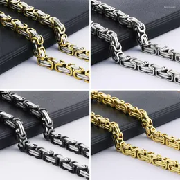 سلاسل رجال Byzantine Box Link Chain Necklace Hiphop Steflic Steel /Black Long Long Strong Fashion Jewelry