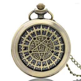 Pocket Watches Vintage Holllow Supernatural Women Men Quartz Watch Bronze Necklace Pendant Chain Birthday Gifts Reloj De Bolsillo