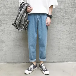 Pantaloni maschili s-2xl blu estate sottili pantaloni cortiti jeans marchio alla moda tendenza sciolta