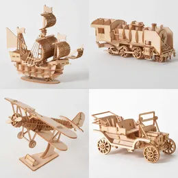 sレーザー切断DIYセーリング船電車Eiffel Tower 3D木製おもちゃモデルパズル子供向けの3DシェイプおもちゃYHN 0213