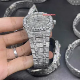 Moissanitete najnowszy męski zegarek Hip Hop w 2023 r. Duża diamentowa ramka Najwyższa jakość galwanizowana błyszcząca zegarek Cz Diamonds Pełna diamentowa twarz2023