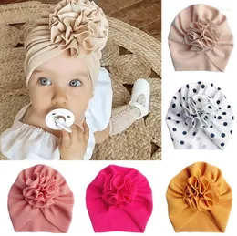 Chapéus bebê menina moda floral nó turbante 0-3 anos nascido bebê criança casual boné sólido gorro de algodão macio acessórios para crianças