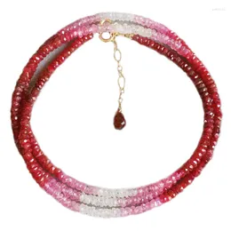 Chains One Set Red Ruby Roundel Faceted 3-4mm Necklace Bracelet 40cm 16cm Wholesale Beads FPPJ