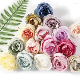 Fleurs décoratives 2 pièces Rose pivoine artificielle 8 cm soie fausse tête fête pour maison chambre Table jardin décorations de mariage bricolage artisanat