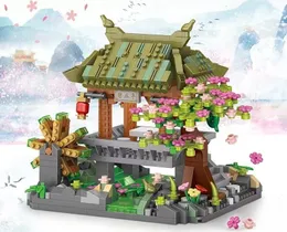 Blocks Loz Mini Kids Building Toy Bricks Chineses Antigo quiosque de arquitetura Decoração de casa 8125 230213