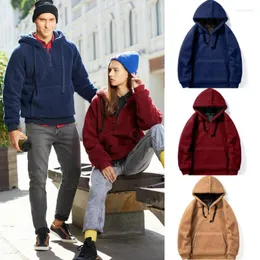 Männer Hoodies 2023 Unisex Männer Frauen Wolle Mit Kapuze Sweatshirts Winter Warme Fleece Pullover Solide Pelzigen Erwachsene Langarm Tasche