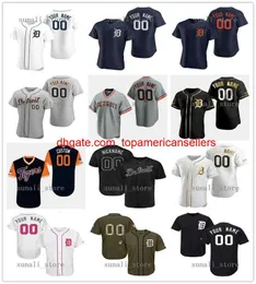 Camisas de beisebol personalizadas beisebol costuraram Derek Hill Casey Mize Isaac Paredes Franklin Perez Jake Rogers Jonathan Schoop Tarik Skubal Gre