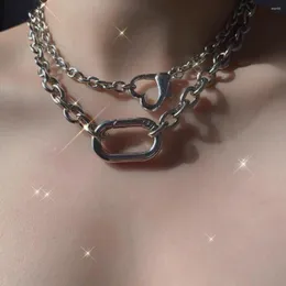 Łańcuchy minimalistyczny punkowy hip hop geometryczny kochany naszyjnik dla kobiet unikalne fajne podwójna warstwowa Choker dziewczyny biżuteria