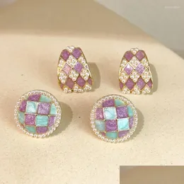 Ohrstecker Mengjiqiao Koreanische Nette Gitter Runde Für Frauen Mädchen Trendy Perle Perlen Pendientes Schmuck Geschenke Drop Lieferung 202 Dhged