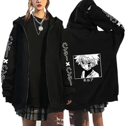 Hoodies voor dames Sweatshirts Hunter X Hunter Killua Zoldyck Hoodies met rits Streetwear Grote maten jassen Jassen Lange mouw Fleece Rits Anime Hoodies L230213