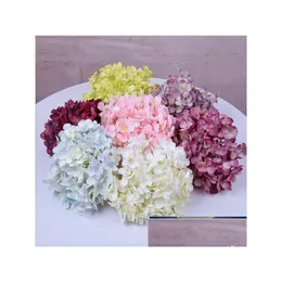 Dekorativa blommor kransar Simated Pincushion Head Diy Handmade Brocade Ball Hydrangea 11 gaffel Floral Drop Delivery Home G Dhauc