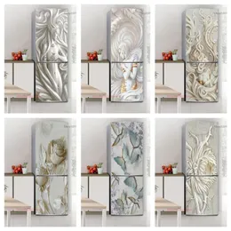 Wallpapers 3D-Aufkleber auf Kühlschrank Kunst nackte Mädchen Statue selbstklebende Tapete große Kühlschranktür Wrap Wandgemälde Blumenaufkleber