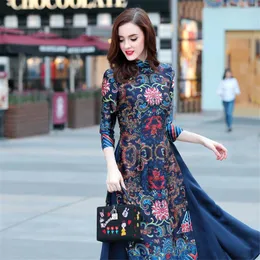 Party Dresses Summer Dress Long Cheongsam Vietnam Traditional Robes Aodai Graceful Stand Collar Slim Qipao Vestidos Women