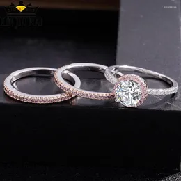 حلقات الكتلة 3/PCS quird Zircon مرصع بالنساء مجموعة من الذهب الإبداعي الذهب الذهب الماس أنيقة الكرة الزفاف هدايا المجوهرات المجوهرات