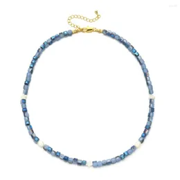 Choker Zmzy Square Glass Beads Korean Enkel söt färgstark krage kedja sträng handgjorda pärlhalsband kvinnor boho smycken gåva