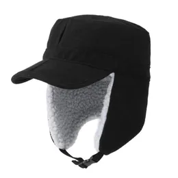 Boinas connectyle homens chapéu de caça quente sherpa grossa ladeado de ouvido dobrável skate de inverno masculino com viseira Military Cap 230214