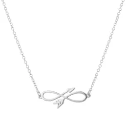 10st Simple Horizontal Infinite Arrow Head Necklace Wire Wrapped Infinity Tribal Dart Minimalist Spear Rostfritt st￥l Pendant Chain Choker Collier f￶r kvinnor