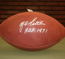 Tittle Watt Edelman Strahan Marino Polamalu Payton Kelce Mahomes Barkley Autographed Podpisano Signatured Signaturer Autograph Collective Football Ball Ball