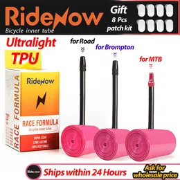 타이어 ridenow Ultralight 자전거 내부 튜브 700 x 18 25 28 32 도로 MTB 자전거 TPU 재료 타이어 65mm 길이 프렌치 밸브 슈퍼 라이트 0213