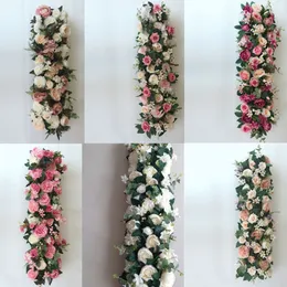 Upscale Artificial Flower Row Wedding Backdrop Decoration Road Cited Arrangement Floral Arch Decor Props For Party
