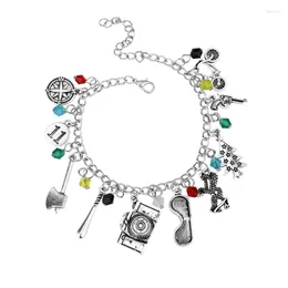Charm armband armband smycken tv -främling saker ax kamera telefonglasögon 11 logotyplegering hänge kristall vän tjej födelsedagspresent