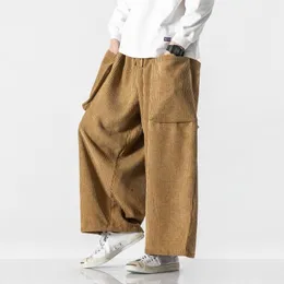 Men's Pants Men Casual Baggy Corduroy Couple Straight Wide-leg Trousers Japan Style Male Big Pockets Streetwear Oversized 5XL 120KG