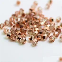 その他の販売赤銅色の100pcs 4mm be Austria Crystal Beads Charm Glass Bead Bead Loose Spacer for DIY Jewelry Making drop de dhjz2
