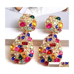 Charm Za Colorf Crystals Drop Earrings Wholeslae Fine Jewelry Accessories For Women Fashion Trend Rhinestone Earring Delivery Dh3Xe