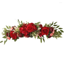 Dekorativa blommor bröllopsark rustik blommor swag för rosen löpare garland bord mittpieces dörr