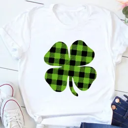 Women's T Shirts Shamrock Shirt Plaid St. Patrick's Day Clover Tshirt Patty's Oversized Women Trendy Tees Gift Fashion