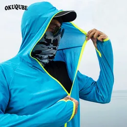 Outdoor T-Shirts Fishing Hoodies Sun Protection Breathable Quickdry Jackets Solid Blue Gray Outdoor AntiUV Walking Jogging Hiking Fish Apparel J230214