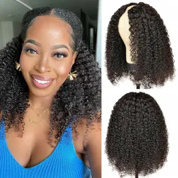 Lace s V Part Human Hair No Leave Out Glueless Brazilian Remy Curly for Women Shape Kinky 230214