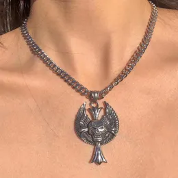 Choker Wing Cross Cross Cakul Wendant Biżuteria na szyi gotyckie akcesoria naszyjniki dla kobiet punkowe vintage łańcuch naszyjnik